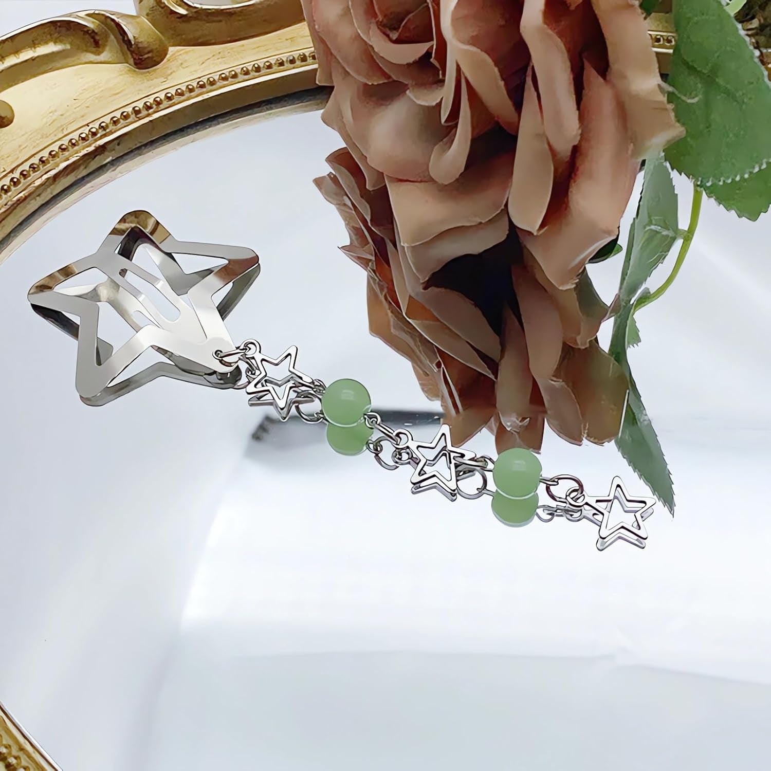 Star Hair Clips,Y2K Silver Cute Snap Hair Clips Metal Star Hair Barrettes,2 PCS Hair Accessories for Women Girls Hair Styling Gift(Green)