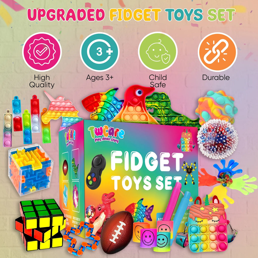 120 Pack Fidget Toys Set,Pop Sensory Party Favors Gifts for Kid Adult Boy Girl ADHD Autism Stress Relief Stocking Stuffers Autistic Bulk Goodie Bag Pinata Filler Treasure Box Classroom Prizes School