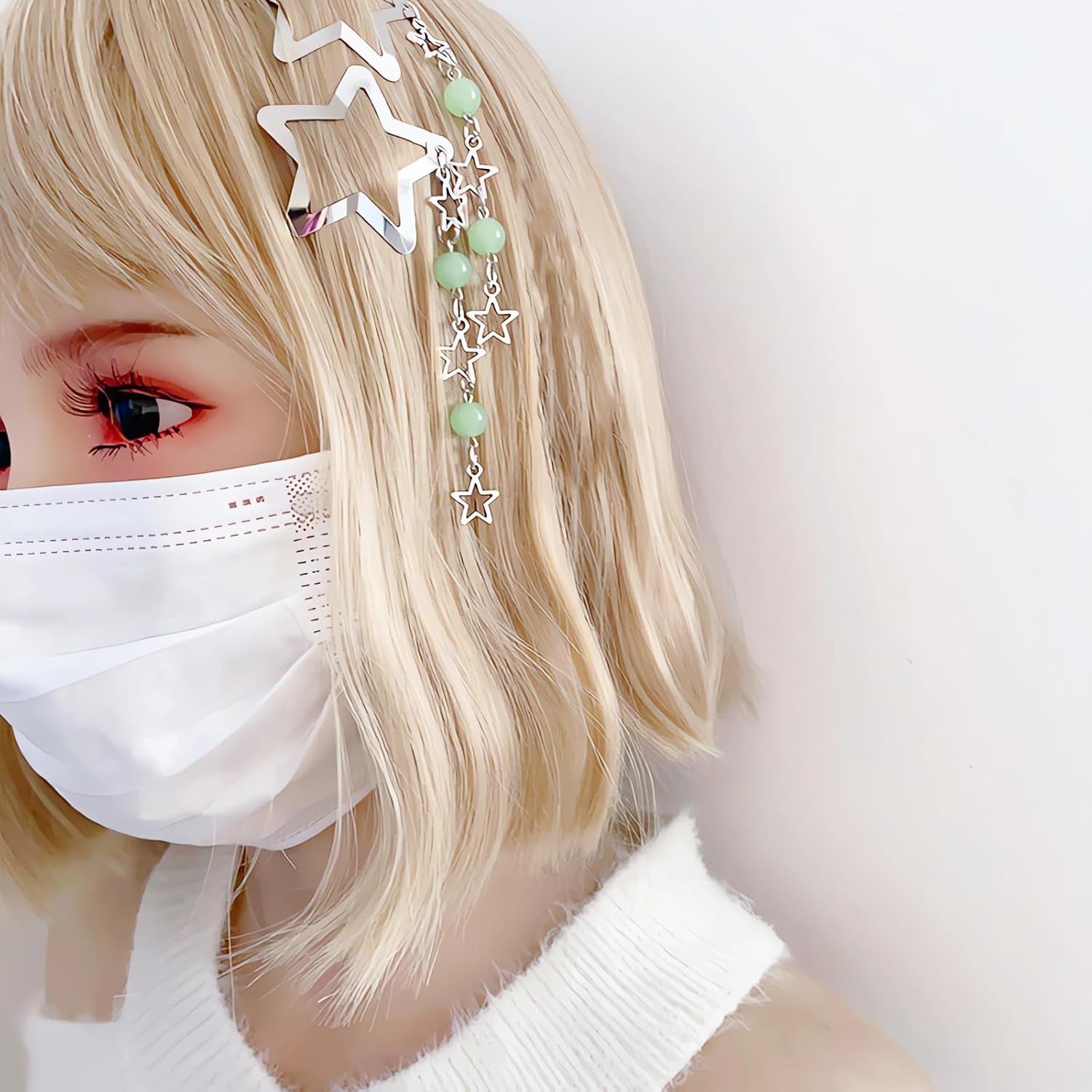 Star Hair Clips,Y2K Silver Cute Snap Hair Clips Metal Star Hair Barrettes,2 PCS Hair Accessories for Women Girls Hair Styling Gift(Green)