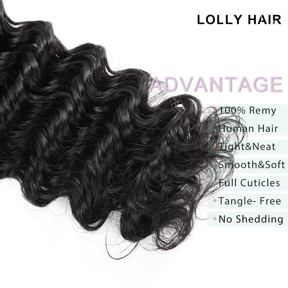 Deep Wave Bundles Human Hair 22 Inch 1 Bundle Water Wave Bundles 100% Unprocessed 10A Brazilian Virgin Human Hair Wet and Wavy Bundles Double Weft Natural Color