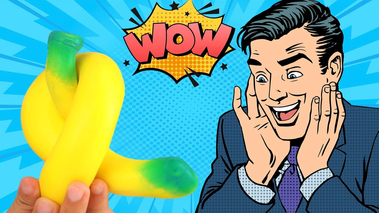 Stretchy Banana Toy (2 Pack) – Sand-Filled Squishy Banana Stress Toy for Kids, Fruit Squishies, Stretchy Fidget Toy for Stress Relief, Party Favors & Goodie Bag Stuffers. 3340-2P