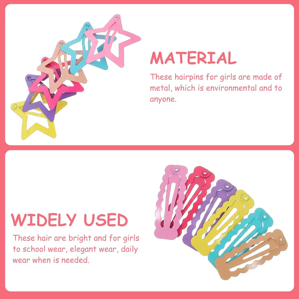 30Pcs Snap Hair Clips Heart Star Hair Accessories for Girls Toddlers Women Parties Birthdays Daily Wear
