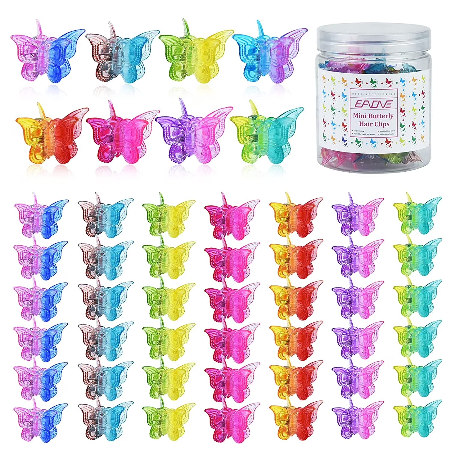 50 Pieces Butterfly Hair Clips Pastel Hair Clips Mini Cute Clips Hair Accessories for Hair 90S Girls Women with Box Package, Matte Colors