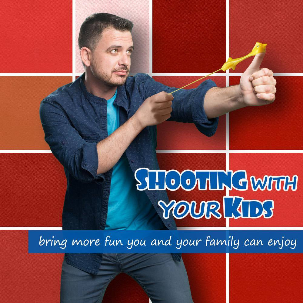 4 In. Slingshot Chicken Flying Finger Toys - Stretchy Rubber Flick Chicks Shooting Game (10-Pack)