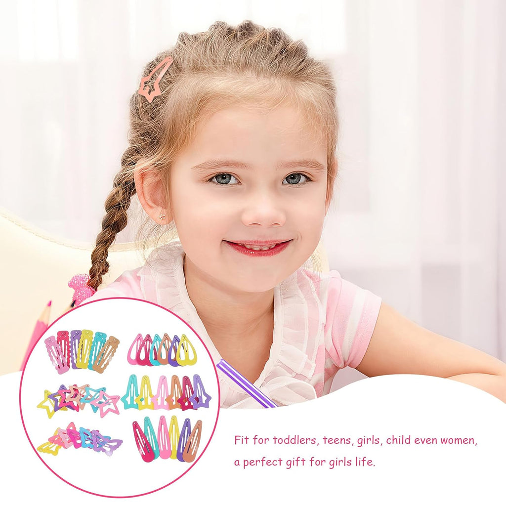 30Pcs Snap Hair Clips Heart Star Hair Accessories for Girls Toddlers Women Parties Birthdays Daily Wear