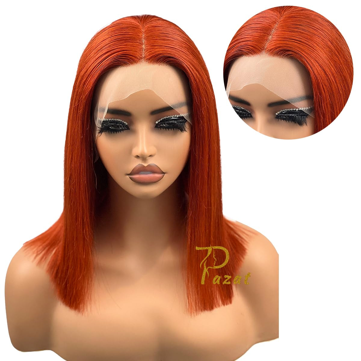 Ginger Orange Lace Front Wigs Human Hair for Black Women 13X4 HD Straight Lace Frontal Wigs Glueless Ginger Wigs Human Hair Pre Plucked with Baby Hair 180% Density Color Wig 10 Inch