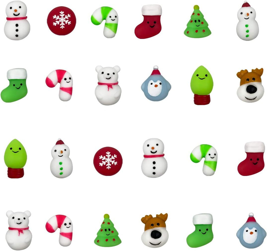 24 PCS Christmas Mochi Squishy Toys Squishies Christmas Toys for Kids Girls Boys Toddlers Christmas Party Favors Stocking Stuffers Gifts