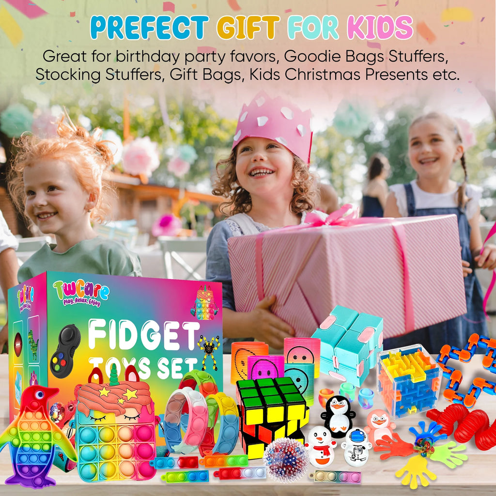 120 Pack Fidget Toys Set,Pop Sensory Party Favors Gifts for Kid Adult Boy Girl ADHD Autism Stress Relief Stocking Stuffers Autistic Bulk Goodie Bag Pinata Filler Treasure Box Classroom Prizes School