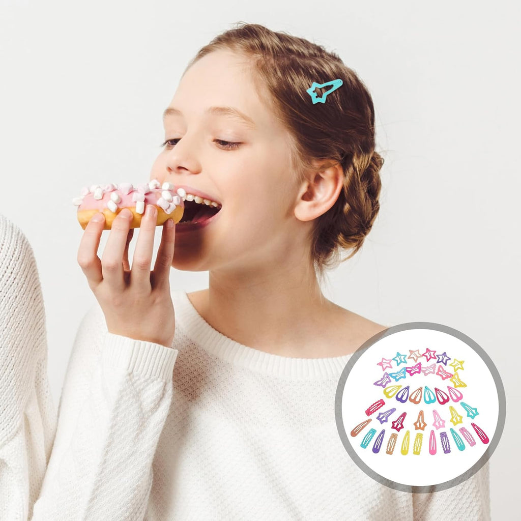 30Pcs Snap Hair Clips Heart Star Hair Accessories for Girls Toddlers Women Parties Birthdays Daily Wear