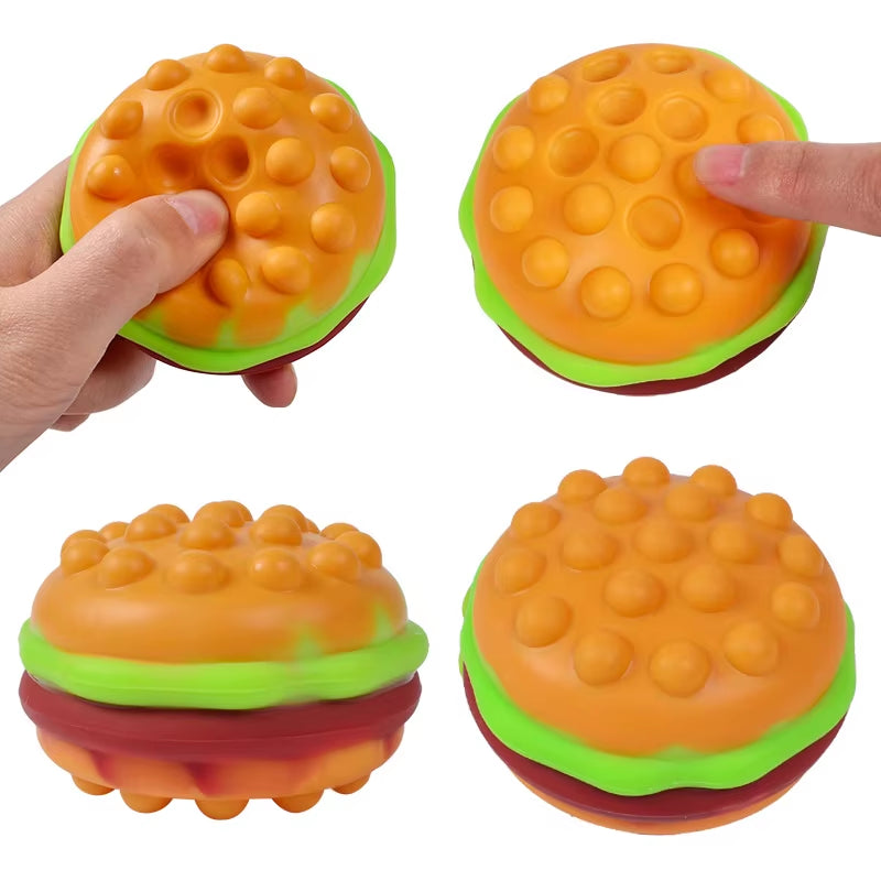 New Hamburger Squishy Fidget Toy Press Bubble Decompression Ball Stress Relief Squishies Doll Stress Busting Kids Gift