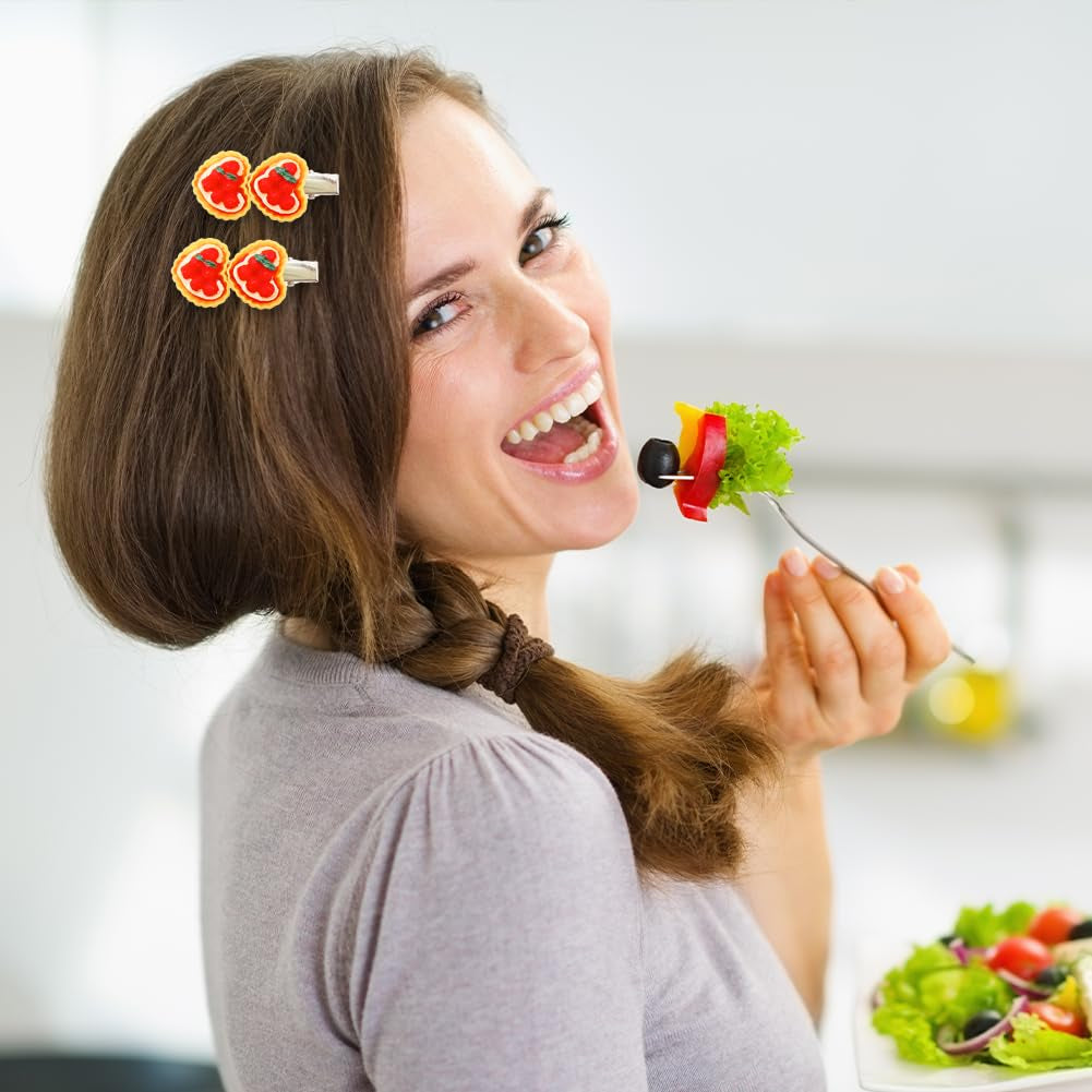 10 PACK Mini Food Hair Clips, Simulation Pattern Funny Hair Accessories, Side Hair Clips, Egg Tart Duckbill Clips Pizza Simulated Food Hot Dog Hairpins Bread Side Clips Hair Accessories