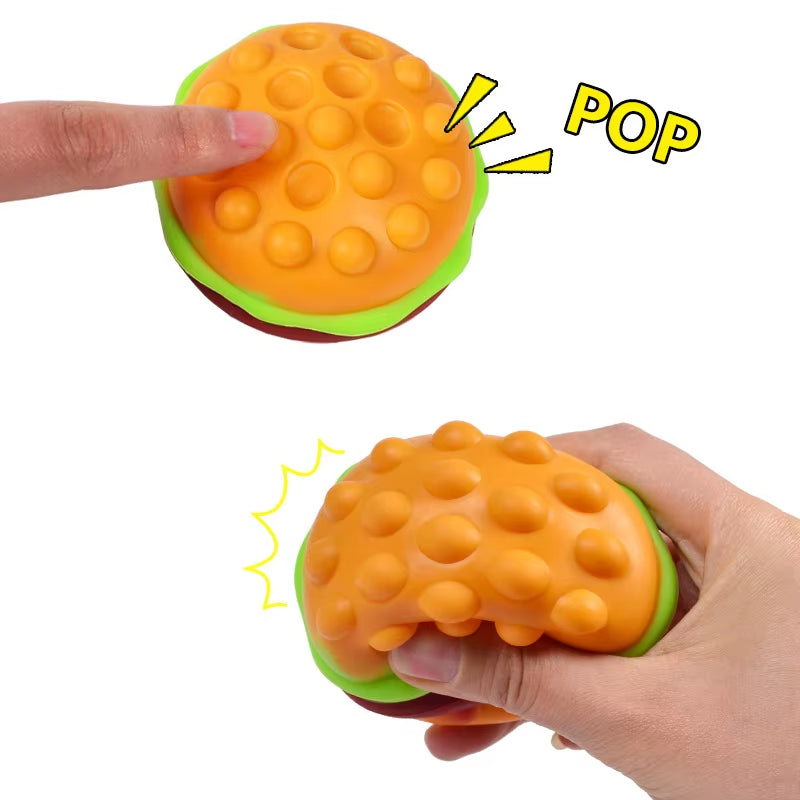 New Hamburger Squishy Fidget Toy Press Bubble Decompression Ball Stress Relief Squishies Doll Stress Busting Kids Gift