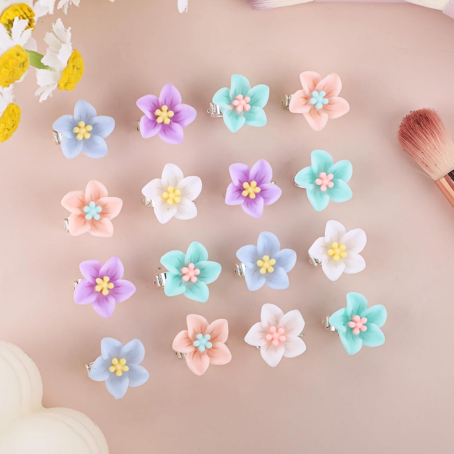20Pcs Tiny Flower Hair Clips for Hair, Flower Clips Colorful Hair Accessories,Hair Flowers Floral Hair Pins, Flower Hair Clips for Women, Small Flower Hair Clips Braided Hair Clips