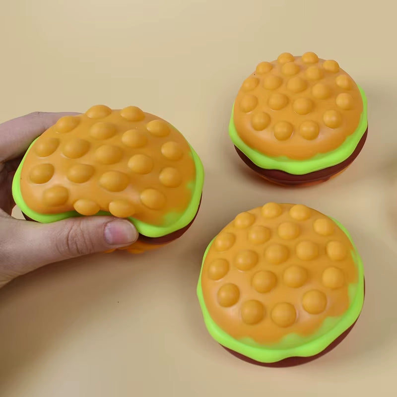 New Hamburger Squishy Fidget Toy Press Bubble Decompression Ball Stress Relief Squishies Doll Stress Busting Kids Gift