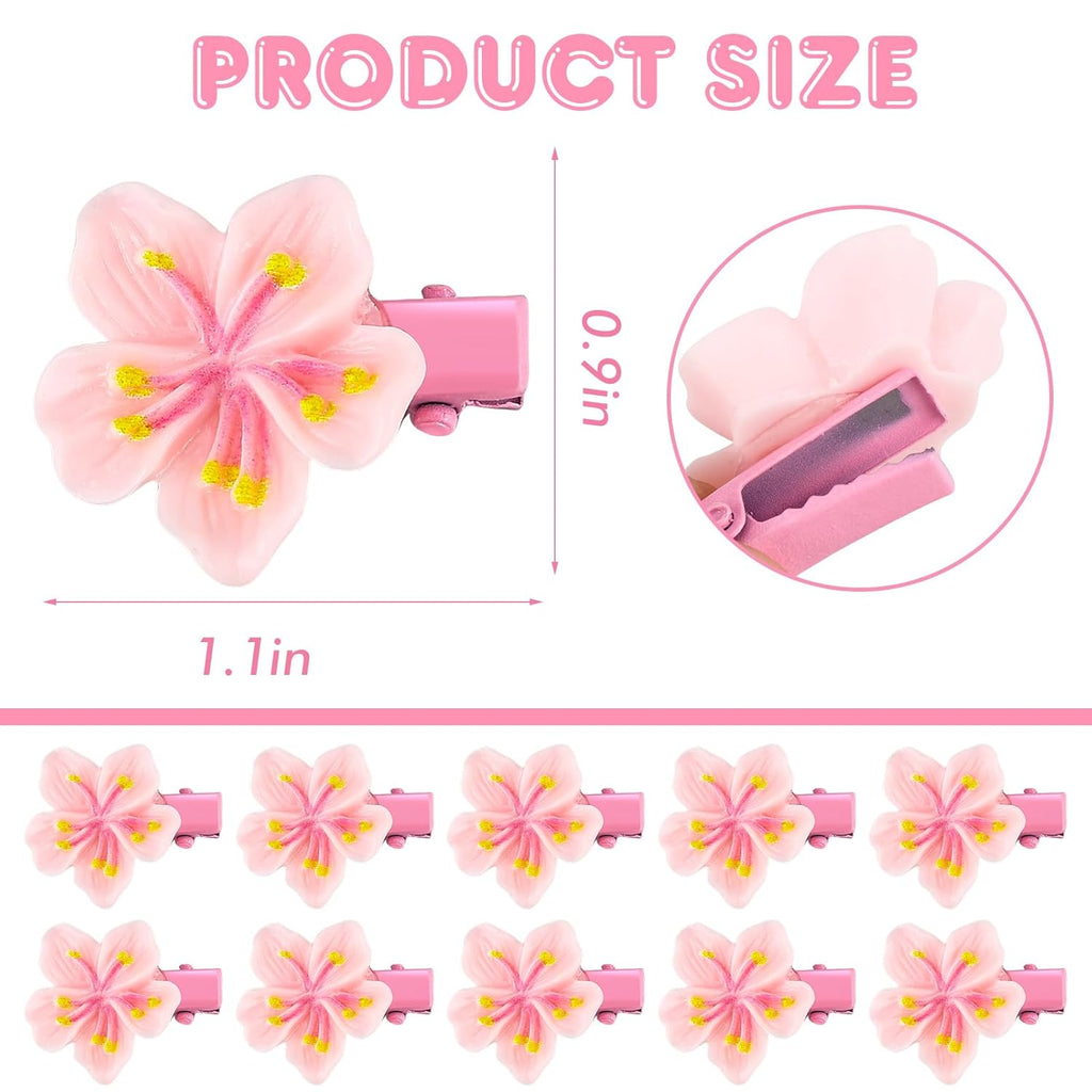 10Pcs Small Flower Hair Clips for Women Girls Kids Mini Pink Cherry Blossom Hair Pins Non Slip Tiny Hair Barrettes for Long Short Thin Thick Hair Cute Hair Accessory for Wedding Bridal