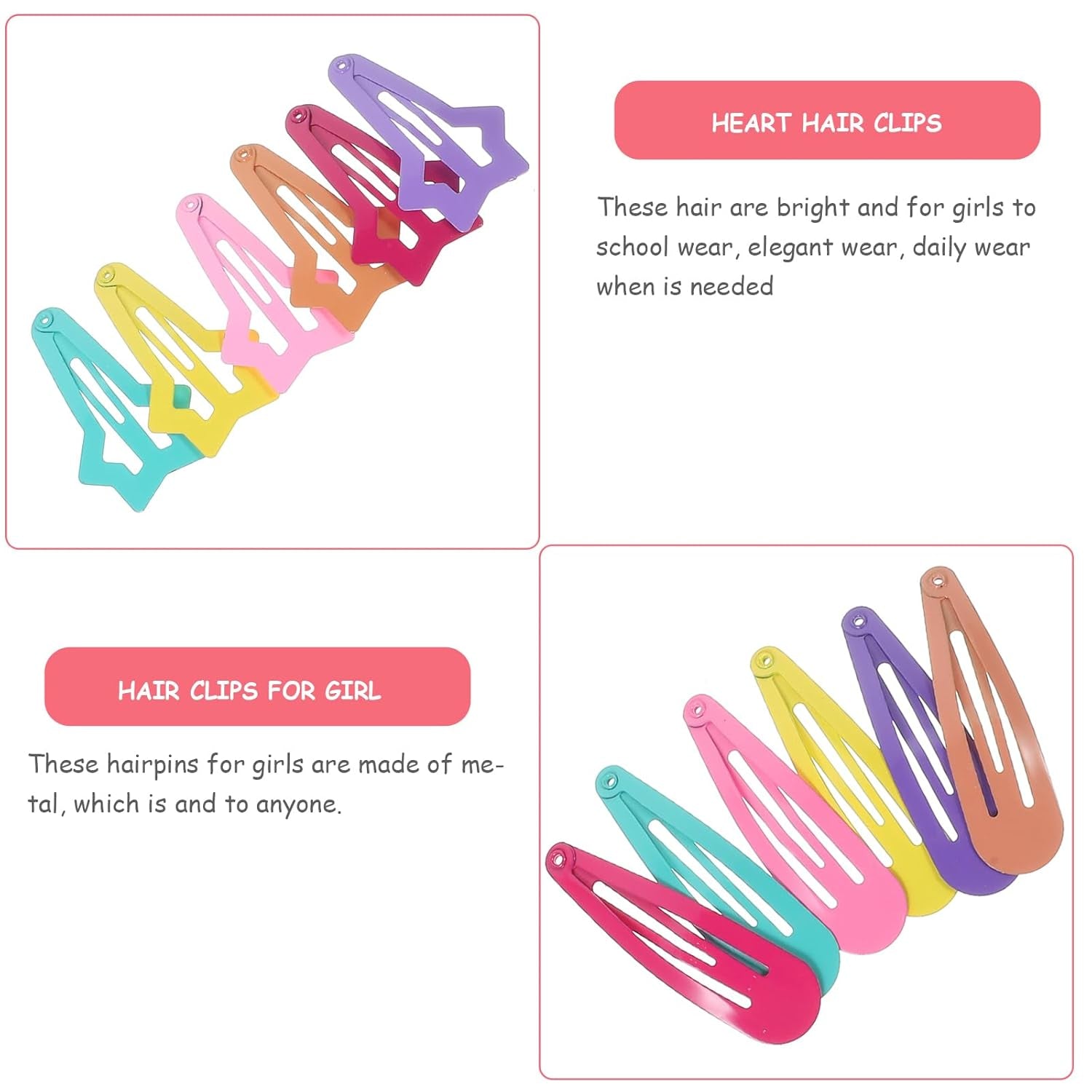 30Pcs Snap Hair Clips Heart Star Hair Accessories for Girls Toddlers Women Parties Birthdays Daily Wear