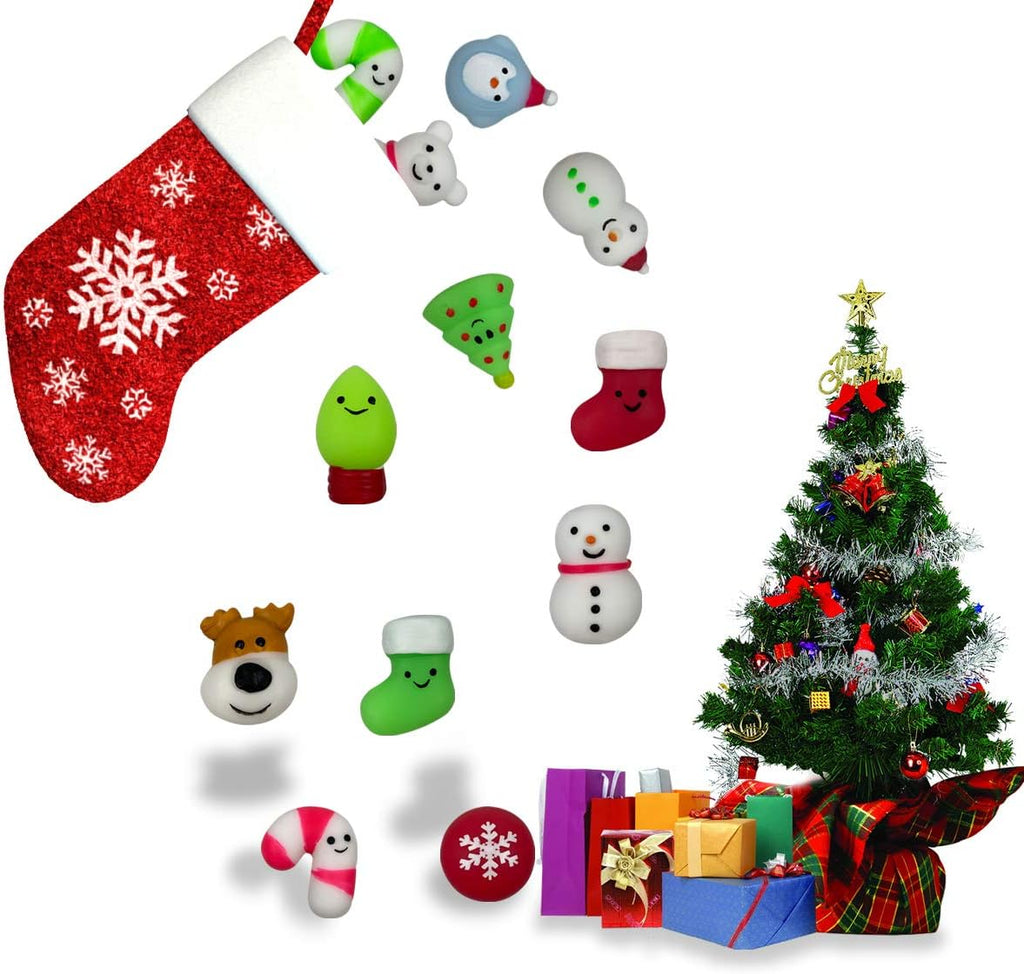 24 PCS Christmas Mochi Squishy Toys Squishies Christmas Toys for Kids Girls Boys Toddlers Christmas Party Favors Stocking Stuffers Gifts