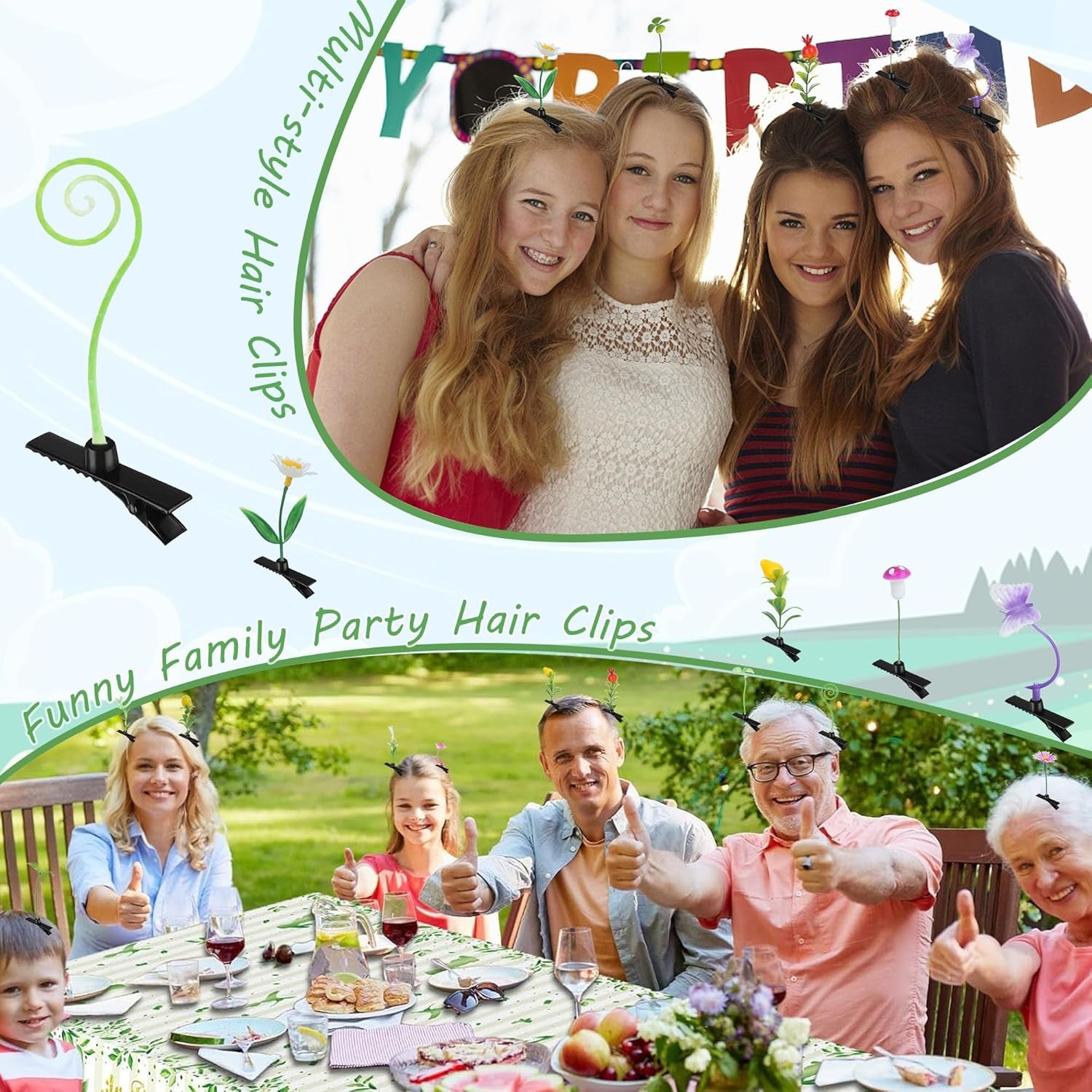 40PCS Bean Sprout Hair Clips, Funny Plant Hairpins Mixed Styles, Cute Hair Accessories for Women, Party School Cosplay Headwear